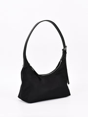 Waterproof black nylon hobo bag featuring Prada-inspired style and comfortable shoulder strap
