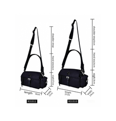 Prada-inspired black nylon hobo shoulder bag with leather accents and structured design