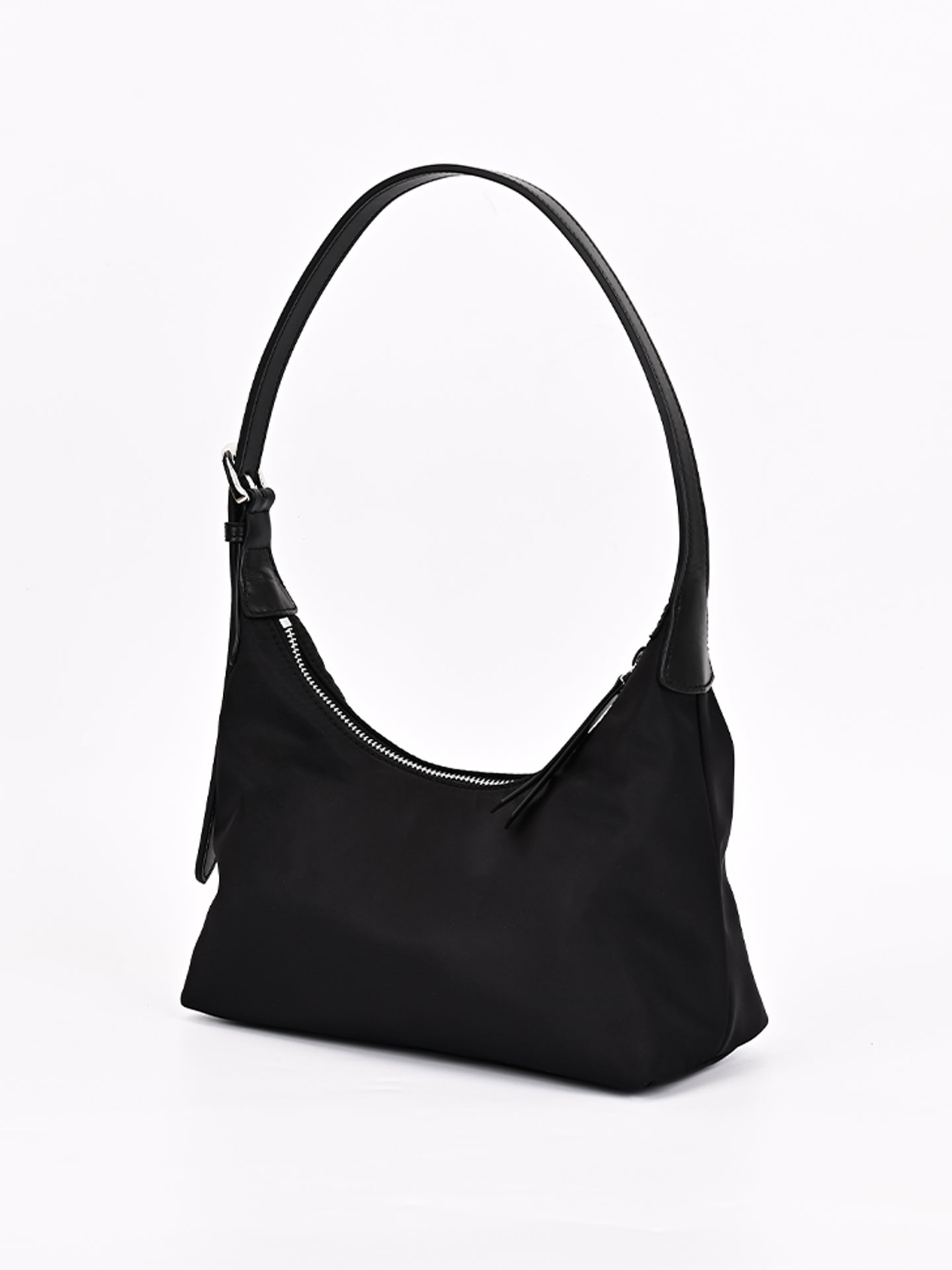 Prada-Inspired Black Nylon Hobo Shoulder Bag - Waterproof Daily Commuter Tote with Leather Trim
