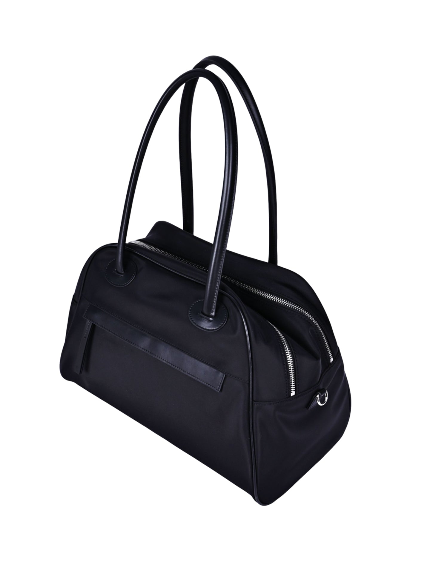 Black nylon tote bag Prada style with structured shape and comfortable handles