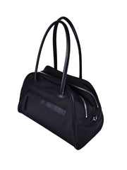 Black nylon tote bag Prada style with structured shape and comfortable handles