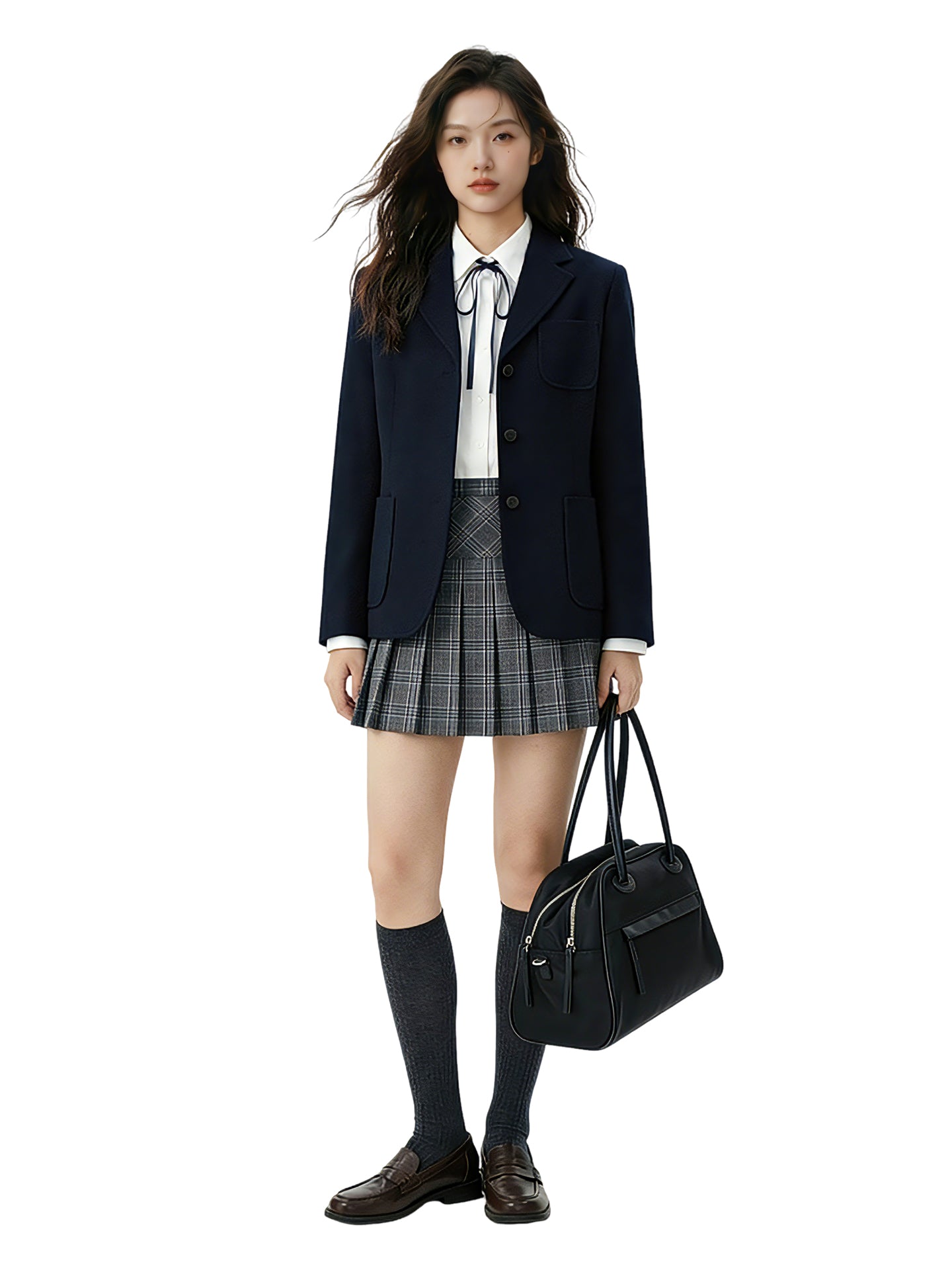 Spacious interior of Prada-inspired black nylon tote bag with multi-layer zipper pockets for daily organization and commuting needs