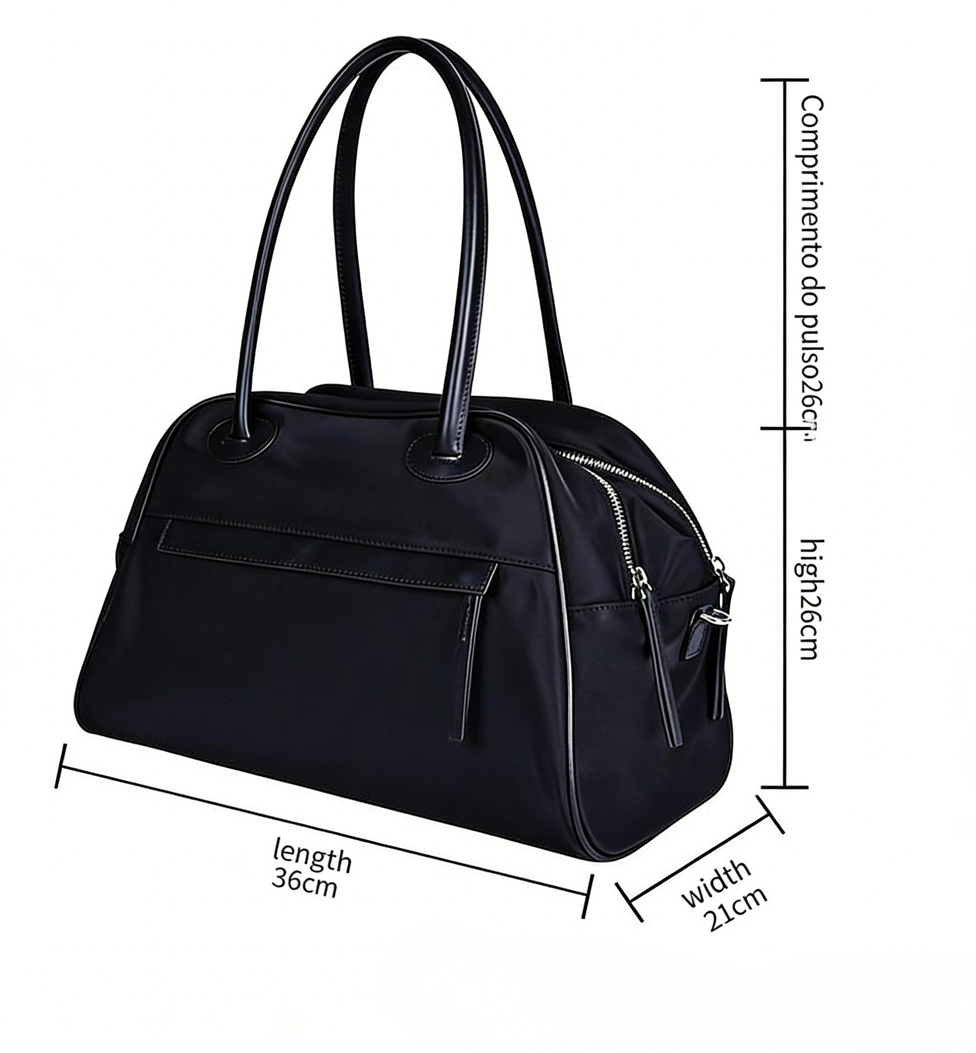 Black nylon tote bag Prada style with structured shape and comfortable handles