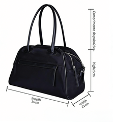 Black nylon tote bag Prada style with structured shape and comfortable handles